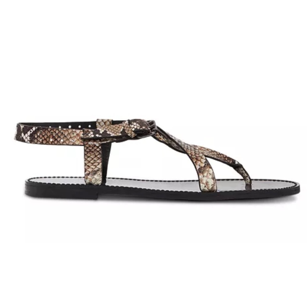 THE KOOPLES Snakeskin effect thong style flat sole leather sandal FR 37 US 6 NEW